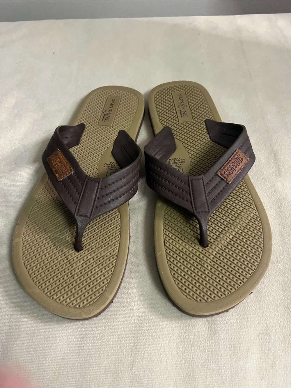 🌞 Sunshine by Relaxo Men’s Sandals Size 10 Brown/Tan Comfort Thong Sandals 🌞
